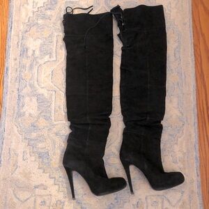 Suede Thigh High Crotch High Heels Over the Knee Stiletto OTK Boots 40 8